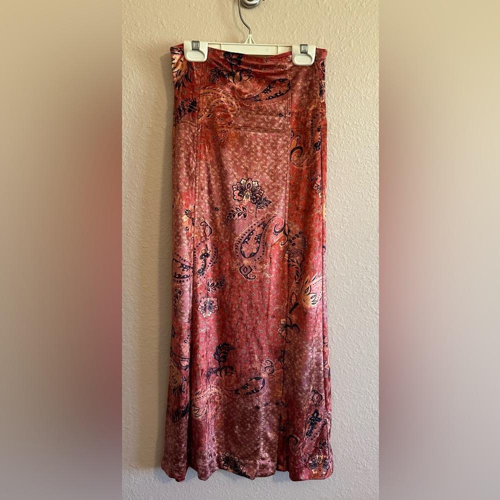 Free People NWT Velvet Midi Skirt With Front Slit Size XS